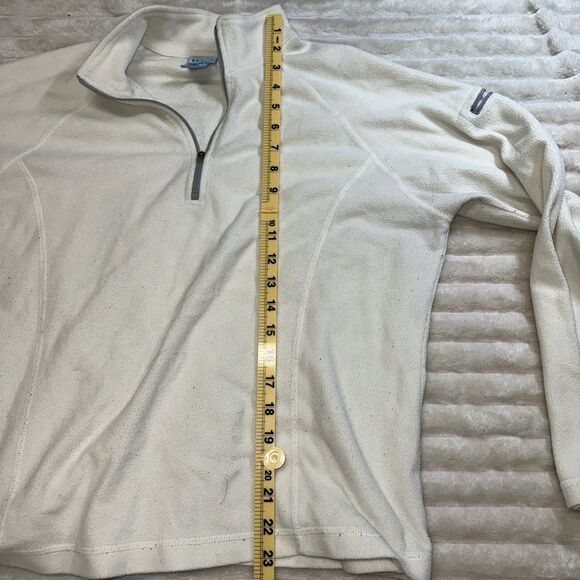 LL Bean Womens Ivory Pullover Fleece 1/4 Zip Size Large - Picture 5 of 8